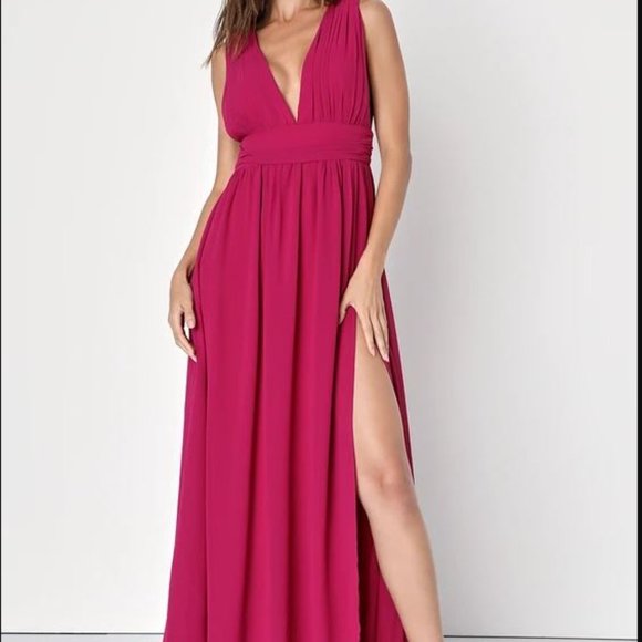 Lulus Empire Waist Pleated Chiffon Gown - worn once! - Picture 1 of 6